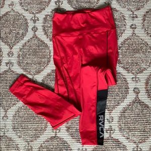 red RVCA workout leggings